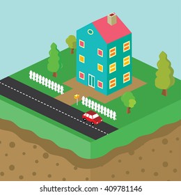 cartoon theme isometric building