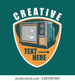 Cartoon theme television design for logo label sticker