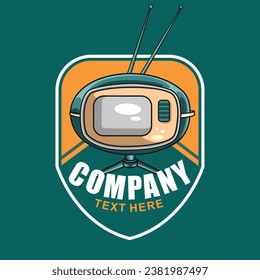 Cartoon theme television design for logo label sticker