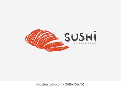 Cartoon themed salmon sushi logo