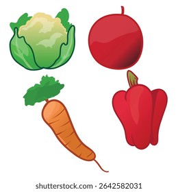 legumes com tema de desenho animado em formato vetorial