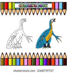 Cartoon Therizinosaurus for coloring book