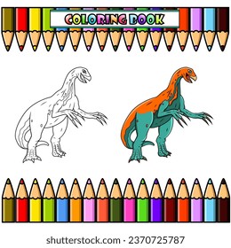 Cartoon Therizinosaurus for coloring book