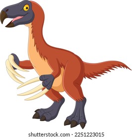 Cartoon therizinosaurus on white background