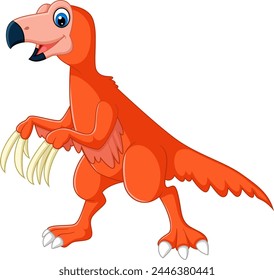 Cartoon therizinosaurus on white background of illustration