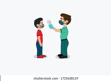 Cartoon Thermal Scanning Vector Illustration.  