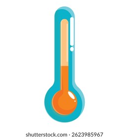Cartoon thermometer indicating high temperatures, useful for representing hot weather or fever