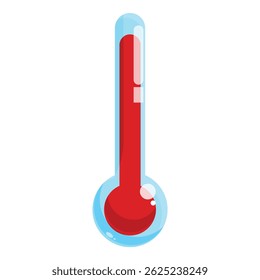 Termómetro de dibujos animados que indica la temperatura caliente, perfecto para representar el verano, la ola de calor o la fiebre