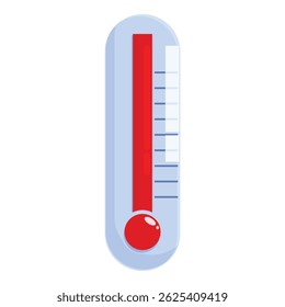 Karikaturthermometer mit hoher Temperatur, Fieber oder heißes Wetter