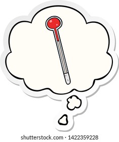 Cartoon-Thermometer mit Denkblase als Druckaufkleber