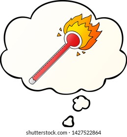 cartoon thermometer with thought bubble in smooth gradient style