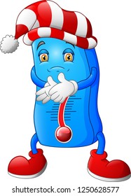 Cartoon thermometer winter mascot