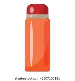 Cartoon thermos flask holding hot beverage, perfect for illustrating camping gear or keeping your drinks warm on a chilly day