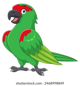 Cartoon Thick billed parrot on white background