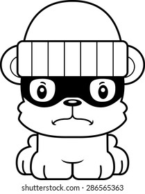 A cartoon thief bear looking angry.