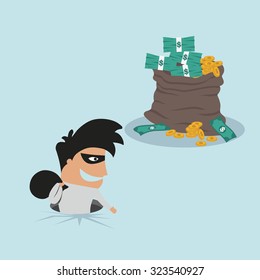 cartoon thief in black mask