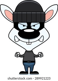 A cartoon thief bunny looking angry.