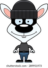 A cartoon thief bunny smiling.