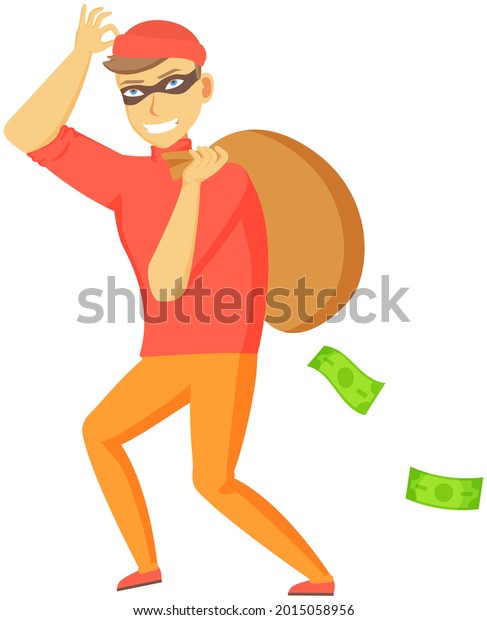 Cartoon Thief Carrying Big Money Bag Stock Vector Royalty Free Shutterstock