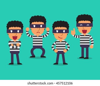 Cartoon thief character poses