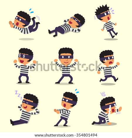 Cartoon thief character poses