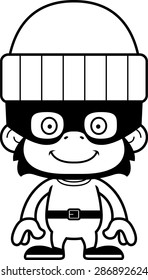 A cartoon thief chimpanzee smiling.