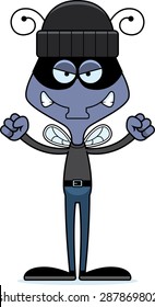 A cartoon thief fly looking angry.