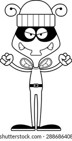 A cartoon thief fly looking angry.