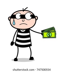 Cartoon Thief Giving Bribe for Bail Vector Concept