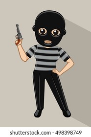Cartoon Thief with Gun