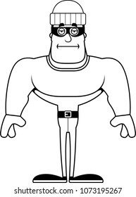 A cartoon thief looking bored.