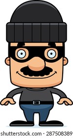 A cartoon thief man smiling.