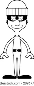 A cartoon thief man smiling.