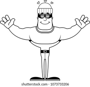 A cartoon thief ready to give a hug.
