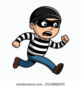 Cartoon thief running vector illustration