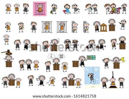 Cartoon Thief - Set of Concepts Vector illustrations