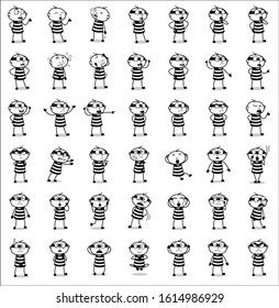 Cartoon Thief - Set of Retro Concepts Vector illustrations