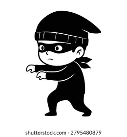 Cartoon Thief Silhouette Vector Illustration