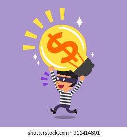 Cartoon thief stealing money idea