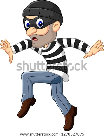 Cartoon Thief walking carefully