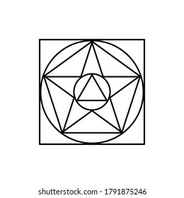 Logo de la línea delgada del geo en estilo plano aislado en fondo blanco. Icono geométrico, símbolo de fantasía. Ilustración vectorial.   