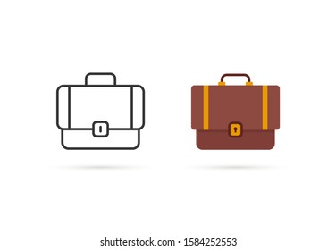 cartoon and thin line suitcase two icon. concept of briefcase for business or office. flat stroke style trend modern case logotype graphic simple art design element isolated on white background