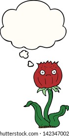cartoon thistle with thought bubble