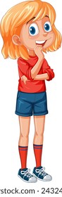 Cartoon of a thoughtful girl with a curious expression