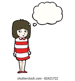 cartoon thoughtful girl looking sideways