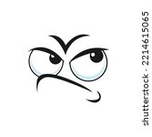 Cartoon thoughtful or grumpy face, vector funny thinking emoji, tense facial expression with eyes looking up and curve mouth. Isolated dumbfounded personage feelings