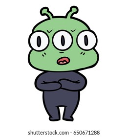 caricatura alienígena de tres ojos