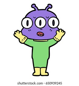 caricatura alienígena de tres ojos