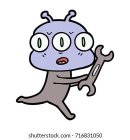 caricatura alienígena de tres ojos