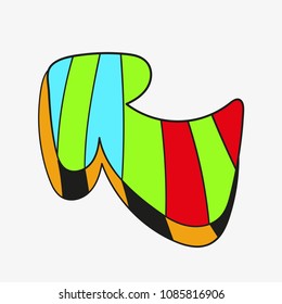 Cartoon three-dimensional vector illustration of a colored arrow.